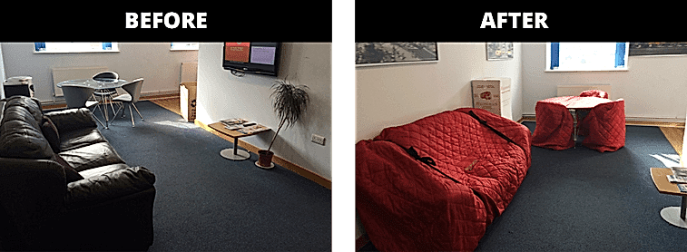 Couch covers - before and after